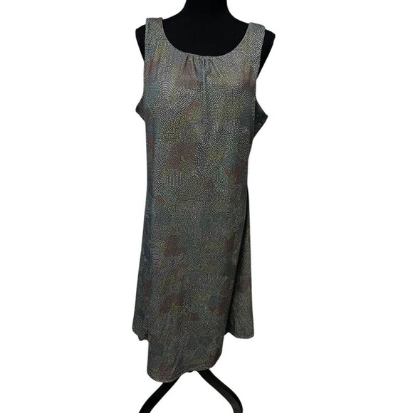 PRANA SKYPATH DRESS BUILD IN BRA FLARE STRETCH TWIST OPEN BACK MID LENGTH BEACH - Picture 2 of 5